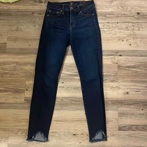 Women's Seven 7 For All Mankind raw cut frayed denim The Ankle Skinny Jeans  24